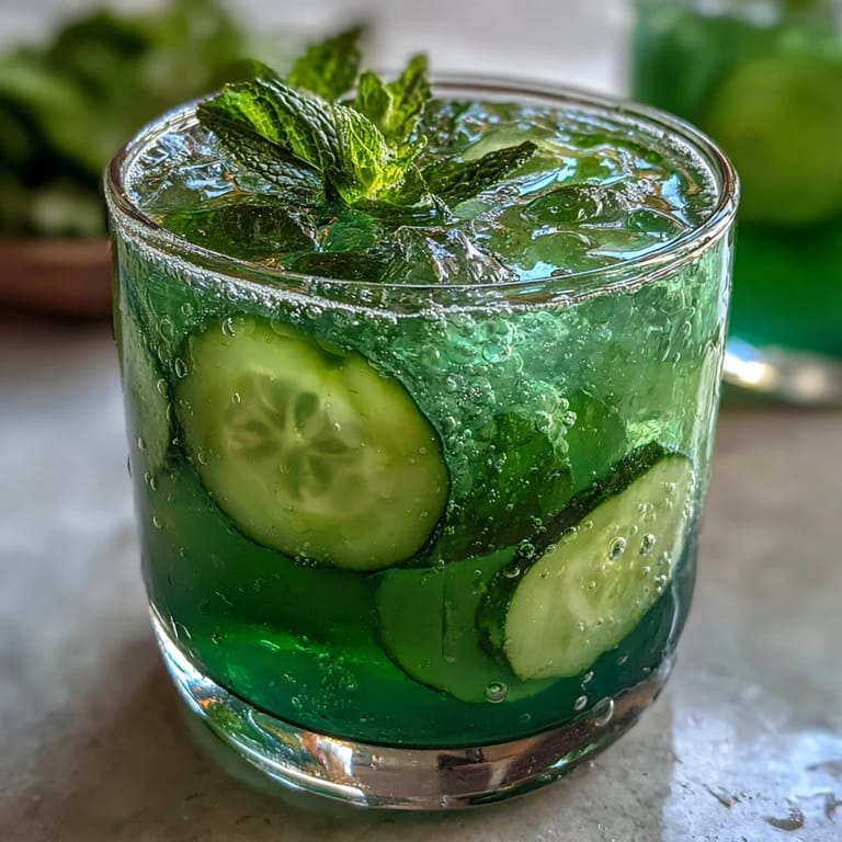 Refreshing Sparkling Cucumber Mint Lemonade Mocktail, perfect for summer refreshment.