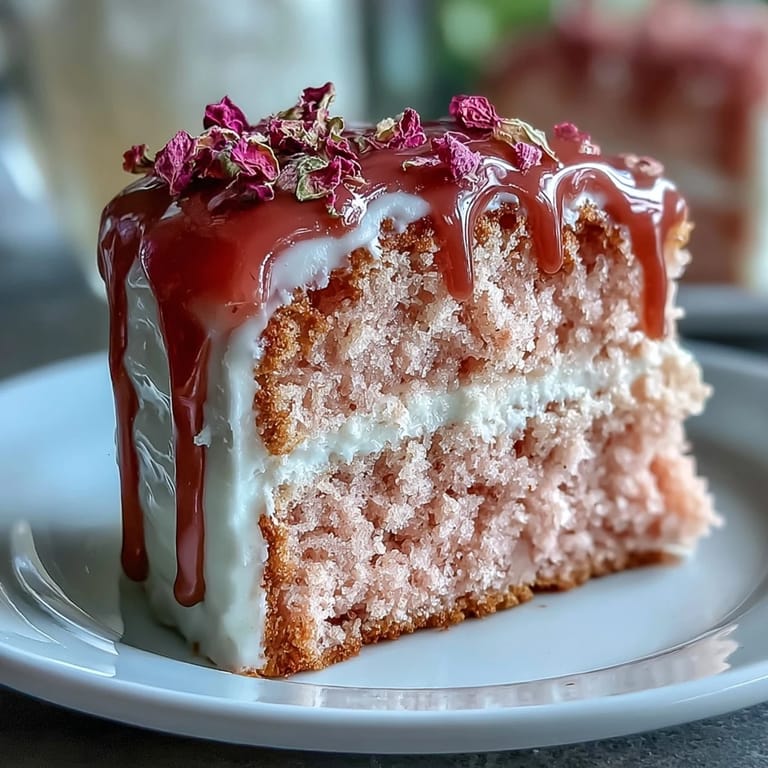 This bridal shower cake boasts delicate pink velvet layers and a luscious rosé buttercream.