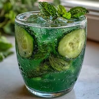 Sparkling Cucumber Mint Lemonade Mocktail with fresh mint and lemon slices.