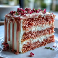 Elegant pink Bridal Shower Rosé Velvet Cake with sophisticated shimmering gold drip.