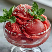 Refreshing watermelon sorbet, a vibrant pink, naturally sweet, three-ingredient summer treat.